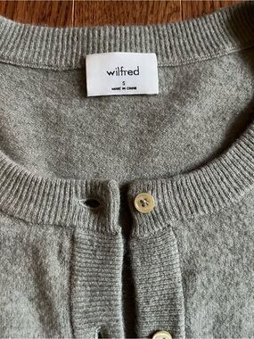 Wilfred Light Sage Button-Up Ribbed Crewneck Cardigan